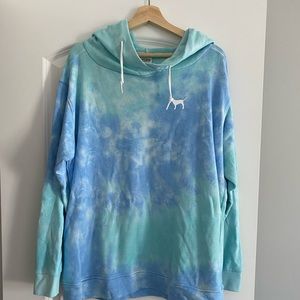 VS Pink Blue Tye Dye Long Sleeve Hoodie